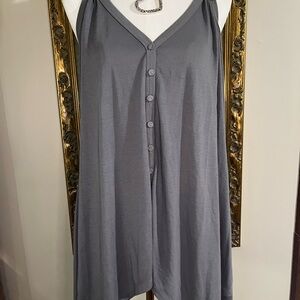 Gray Button-Down Sleeveless Tank